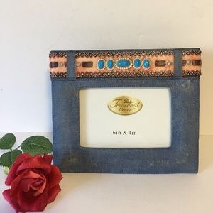 PICTURE FRAME WESTERN COWBOY DENIM BELT BUCKLE